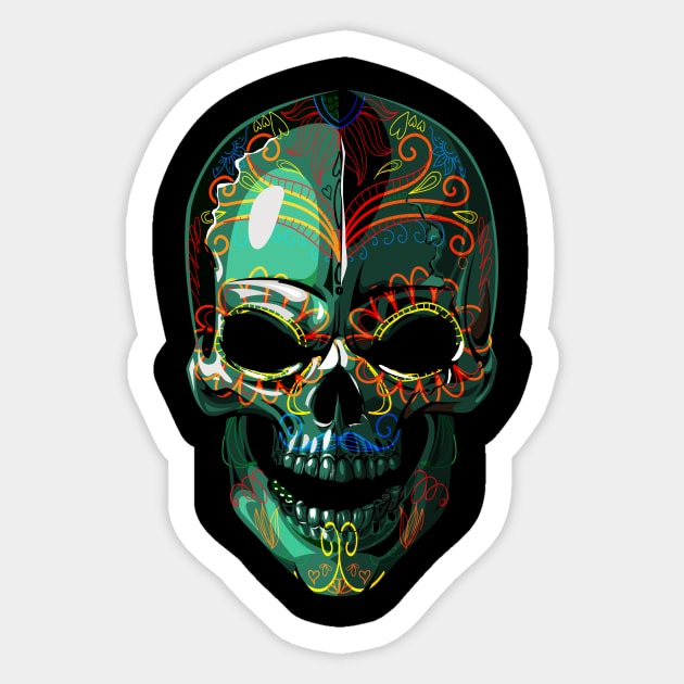 Dia de los Muertos skull Sticker by Digster